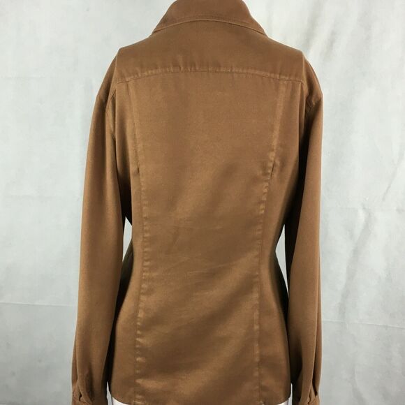 Marisa Minicucci Shirt Womens Sz 6 Brown Faux Suede Long Sleeve Button Up - Picture 3 of 8